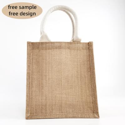 China Hot Sale Manufacturer Eco Friendly Handled OEM Customized Printing Reusable Burlap Tote Jute Bag Handbag for sale