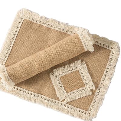 China Qingyun Sustainable For Daily Eco-friendly Natural Jute Woven Thanksgiving Christmas Meal Hemp Place Mats for sale