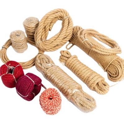 China Qingyun 2/3/6mm Customized Size Eco-Friendly Hessian Hessian Hemp Sisal Rope Jute Multiply Twine Jute Twine Durable Rope for sale