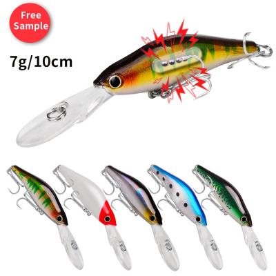 China 10cm 7g Isca Artificial Wobblers Floating 3D Eyes Flash Diver Hard Jerkbait Plastic Deep Sea Bass Fishing Minnow Lures 653365532450 for sale