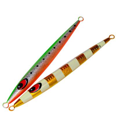 China Luminous Slow Lead Casting Jigs Lures 150g Metal Bait 3D Eye Swimbait Senuelos De Pesca Shore Realistic Casting Fishing Lures for sale