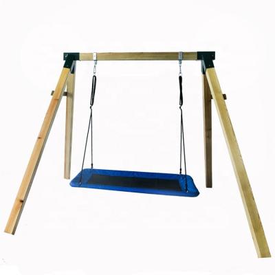 China Playground Swing Factory Backyard Wooden Rectangular Frame Two Person Swing Set for sale