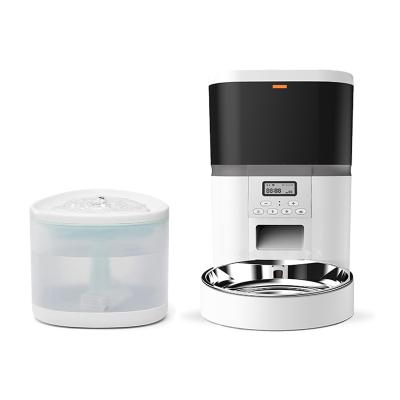 China New Arrival 4L Automatic Automatic Pet Feeder With Single Bowl+ 2.2L USB Stainless Electric Automatic Pet Water Fountain for sale