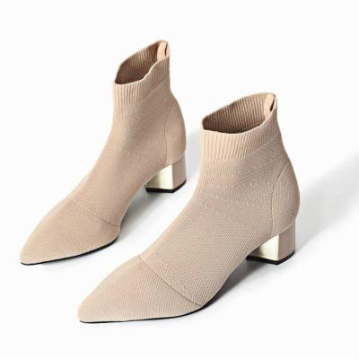 China Anti-Smell OEM Fashion Fly Knitted Sock Booties Ankle Boots For Women for sale