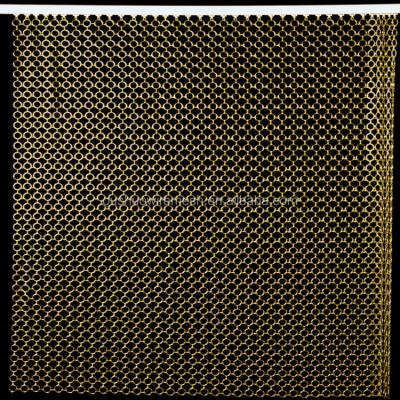 China Decorative Plain Weave Gold Color Ring Mesh For Hanging Metal Coil Curtain for sale