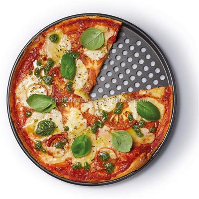 China Sustainable Pizza Pans With Holes Perforated Baking Tray for sale