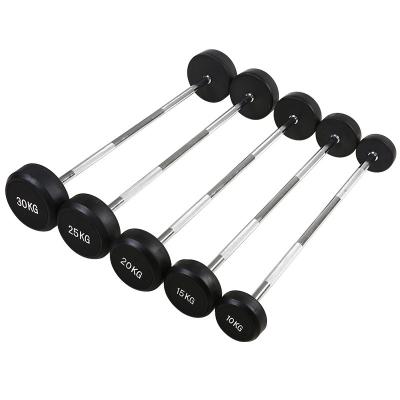 China Solid Iron Barbell Set Rubber Barbell Weights Sets With Handle Exercise Equipment Round Head Cast Iron Barbell Sets Home Gym Commercial Gym for sale