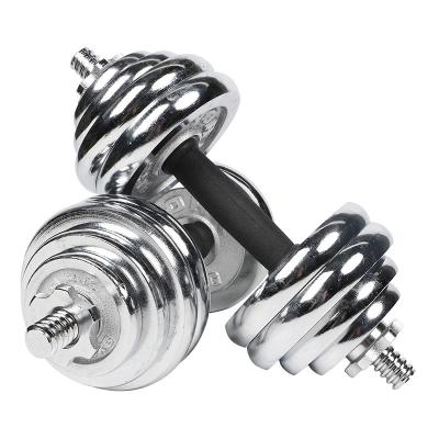 China Adjustable Weight Dumbbell Set with Cast Iron Weight Plates with Serrated Clasps Tube Barbell Workout Gym Training and Handle Star Connection for sale