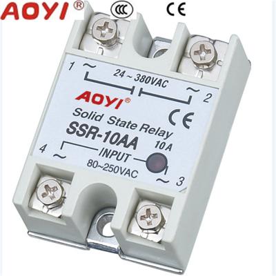 China AOYI Single Phase DC SSR-10AA 10A 24-380V AC Sealed Relay Solid State for Lighting Stage Light Control for sale