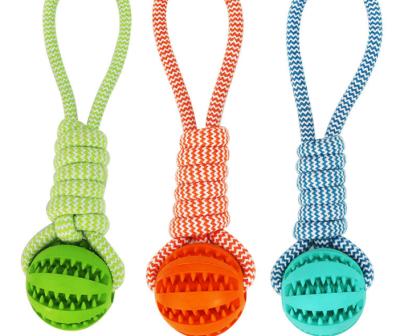 China Dogs Pet Interactive Durable Dog Chew Ball On The Rope Dog Toy Rope Dog Toy Snack Ball for sale