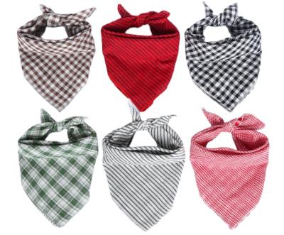 China Viable Wholesale Custom Plaid Printing Simple Pet Neck Scarf Adjustable Cotton Triangle Dog Bandana for sale