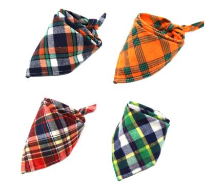 China Viable Wholesale Custom Plaid Printing Simple Pet Neck Scarf Adjustable Cotton Triangle Dog Bandana for sale