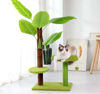 China Large Cat Climbing Frame Cat Tree Solid Wood Cat Bed Green Sisal Ball Stable Safe High Quality Viable for sale