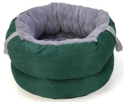 China Hand Wash Round Amazon Pet Accessories Faux Suede Pet Cat House Calming Pet Beds Luxury Cat Bed for sale