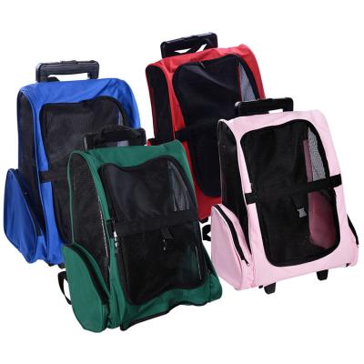 China Travel Sustainable Carrier Transparent Rolling Pet Dog Wheel Around Cat Bag Luggage for sale