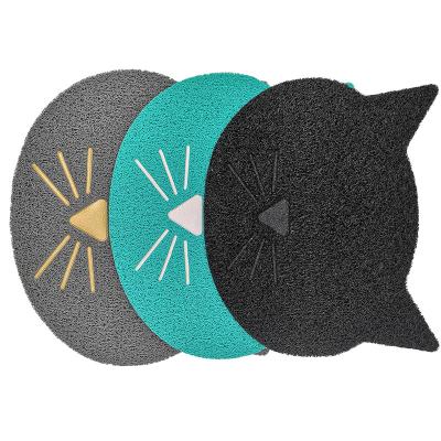 China Sustainable Waterproof PVC Cat Head Shaped Universal Pet Cat's Litter Mat for sale