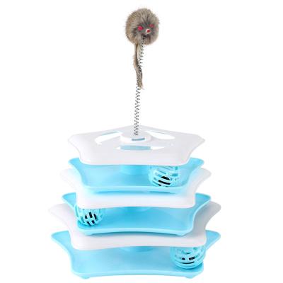 China Cat Bell Ball Toy Interactive Viable 3 Tier Rolling Pet Toys With Mouse for sale