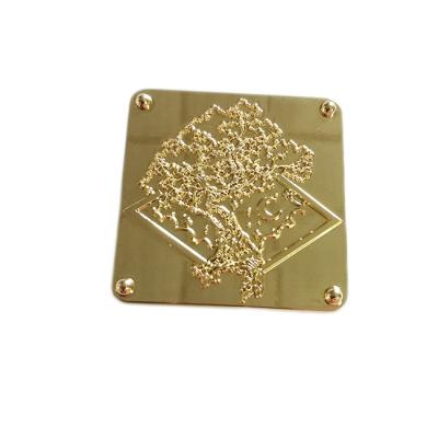 China Wholesale Luxury Metal Logo Brand Plate Gold Metallic Logo Labels With Logo for sale