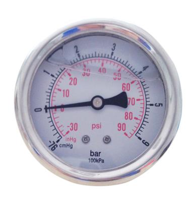 China SS304 Oil Pressure Gauge 52mm Pressure Gauge Glycerin Filled Rear Inlet for sale