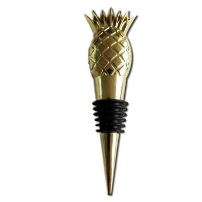 China Sustainable Fashion Design Food Grade Alloy Wine Stopper Pineapple Shape Wine Stopper for sale