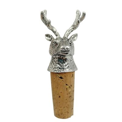 China Factory Wine Stopper Viable Custom Animal Shape Deer Head Wine Bottle Stopper for sale