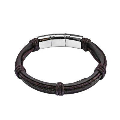 China Fashion Punk Jewelry Multilayer Hand - Woven Classic Leather Bracelet Men's Hip Hop Bracelet Rope Knot Bracelet for sale