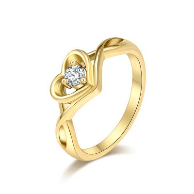 China CLASSIC 18K Gold Plated Stainless Steel Women Ring Wholesale For Girls And Stone Alin Heart Shape With Single for sale