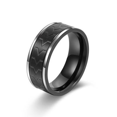 China Alin Wholesale Titanium Stainless Steel CLASSIC Custom Rings Black Plated Jewelry Without Stone For Men for sale