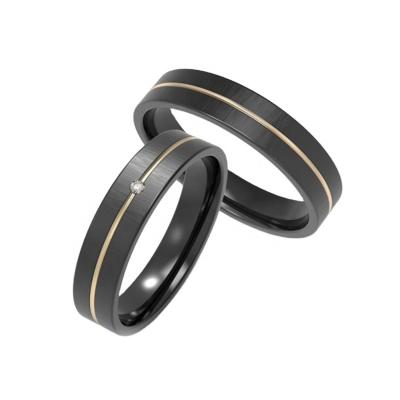 China Alin Orginal Stainless Steel Rings CLASSIC 316L Or 18K Titanium Gold Wedding Couples Non Fading Zircon Jewelry for sale