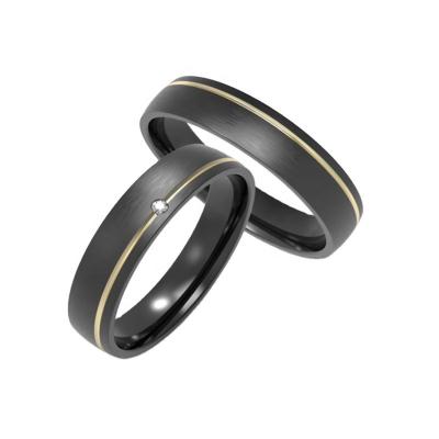 China Alin High Polish Wholesale CLASSIC Black Plated Inside Wedding Rings 18k Gold Couple Real Diamond Jewelry For Couples for sale