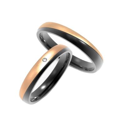 China Alin Ip Lab Diamond Complete Set Of Cheap CLASSIC Black Plated Stainless Steel Simple Wedding Rings for sale