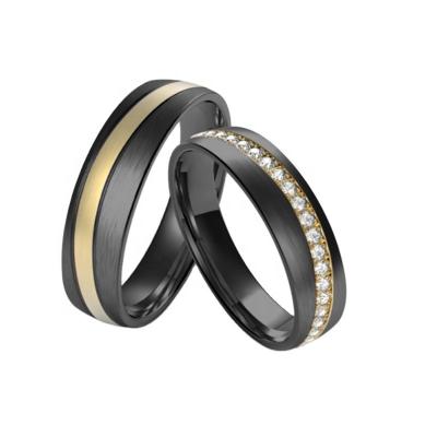 China CLASSIC Alin Laser Cut Channel Setting Diamond Stainless Steel Wedding Bands for Male and Female for sale