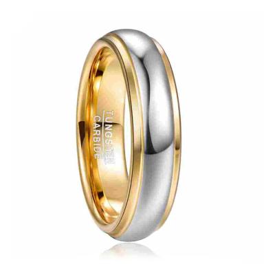 China CLASSIC 6MM 18K Gold Plated Hewn Carbide High Quality Ring For Men Tungsten Competitive Price Wedding for sale