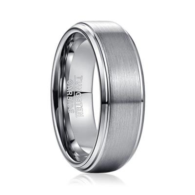 China Alin Simple Design CLASSIC 8mm Brushed High Polish Inside Empty White Tungsten Rings Wholesale for sale