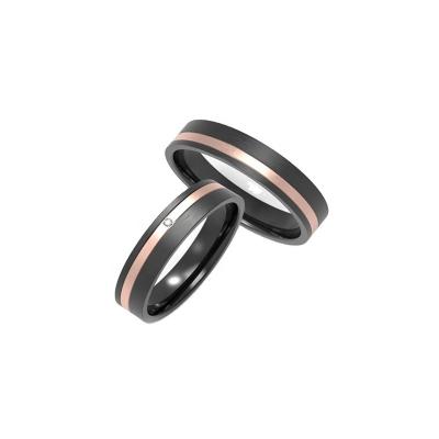 China CLASSIC Classic Design Rose Gold Plating Black Titanium Material Wedding Rings Couples Set For Women And Men for sale