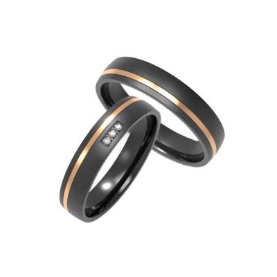 China CLASSIC Orgininal Black Zirconium Diamonds Rings 14K Gold Wedding Ring Engagement For Men And Women Women for sale