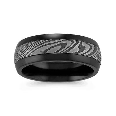 China Alin Newest Cobalt Black Mens CLASSIC Cobaltium and Damascus wedding bands ring for sale