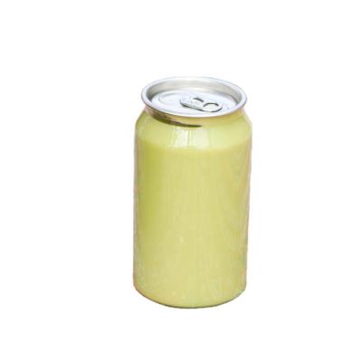 China Eco-friendly 300ml 10OZtransparent easy open clear plastic pet drink soda cans for milk juice PET bottle can for sale