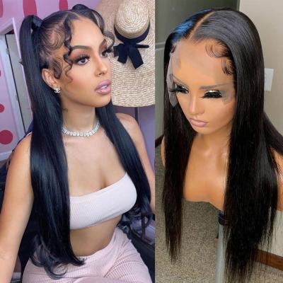 China 13X6 Hd Transparent Swiss Lace Front Human Hair Wigs 13X6 Hd Lace Front Glueless Brazilian 100% Natural Virgin Hair Wigs for sale