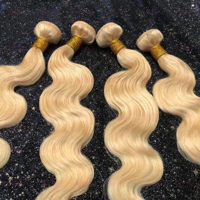 China Body Wave Hair 26 28 30 Inch 613 Raw Virgin Blonde Human Hair Natural Blonde Hair Bundles With Lace Frontal Closure Best 100 Percent Pure Chinese Hair Bundles for sale