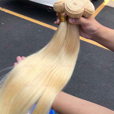 China Body Wave Human Hair 613 Blonde Hair Extension, Double Drawn Virgin Brazilian Hair, Original Blonde Straight Hair Bone 613 Bundles. for sale