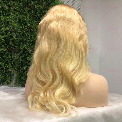 China Pixie Curl Brazilian Blonde 613 Full Cuticle Aligned Virgin Human Hair Wigs 613 Human Hair Lace Frontal Wig for sale