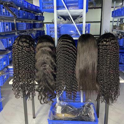 China Swiss Lace Pre Plucked Wholesale 40 Inch Full Lace Front Wig Long Straight Human Hair Wigs for sale