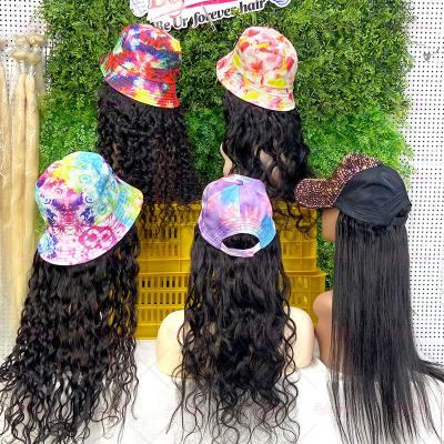 China Pixie Curl 150% Density Cap Cuticle Long Cheap Curly Cap Wig Lined Hair Cap Wig Hair Baseball Cap Wig For Black Women for sale