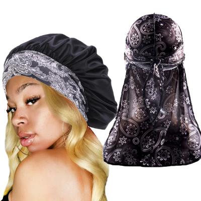 China Soft Wholesale Custom Luxury Assortment Inspired Designer Cowls And Durags Silky Satin Set for sale