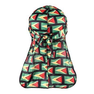 China Custom Fashion Logo African Gray Bandana Designer Silky Durags With Headband For Men's Satin Silk Durags for sale