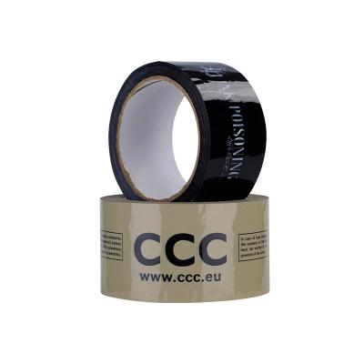 China Waterproof Branded Black Adhesive Tape Dark Edging Tape Custom Wrapping Tape With Logo for sale