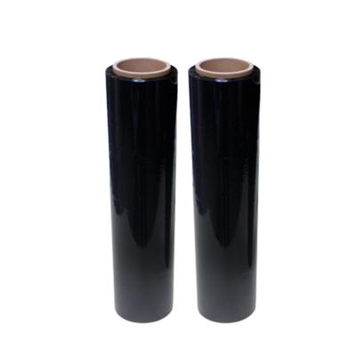 China Lldpe Moisture Proof 500mm Black 23 Micron Packing Pallet Wrapping Jumbo Roll Plastic Stretch Shrink Wrapping Film for sale