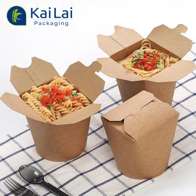 China Newest Design Disposable Fast Food Paper Packaging Pasta Take Out Round Bottom Folding Box for sale
