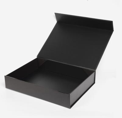 China New Handmade Rectangle Black Custom Size Clothing Folding Gift Announcement Box Packing Box For Dress for sale